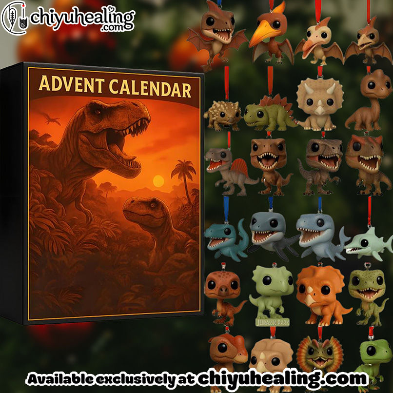Christmas Gift - Jurassic Park 2025 Advent Calendar A Roaring Countdown to Christmas, Christmas Countdown Advent Calendar Gift Box with 24 Acrylic Ornaments