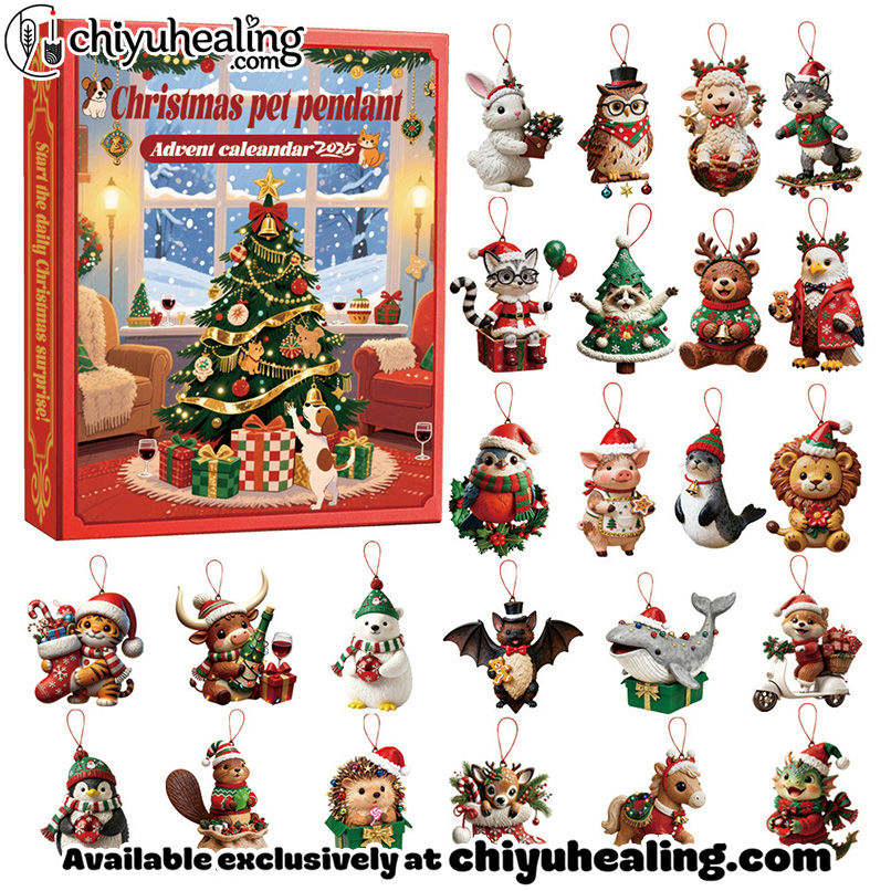 Christmas Pet Pendant Advent Caleandar 2025, Christmas Countdown Advent Calendar Gift Box with 24 Acrylic Ornaments