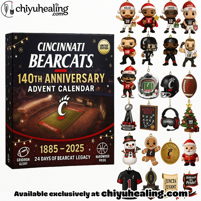 Cincinnati Bearcats 140th Anniversary Advent Calendar 2025, Christmas Countdown Advent Calendar Gift Box with 24 Acrylic Ornaments