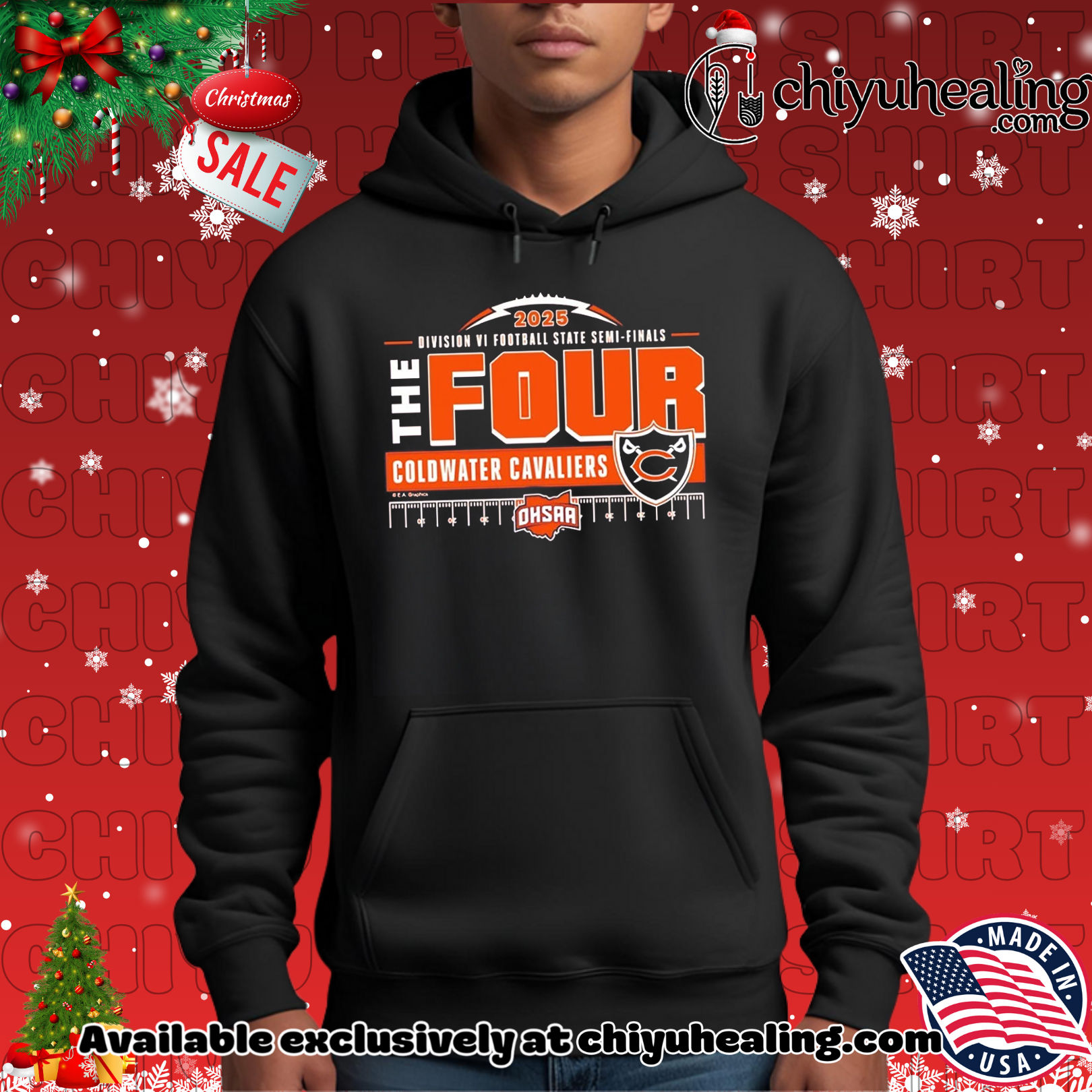 Coldwater Cavaliers 2025 MHSAA Football D6 The Four shirt, Hoodie, Sweatshirt, Poster Canvas, Mug, Ornaments