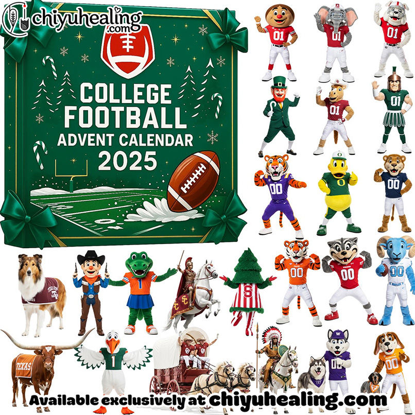 College Football Mascot Advent Calendar 2025, Christmas Countdown Advent Calendar Gift Box with 24 Acrylic Ornaments