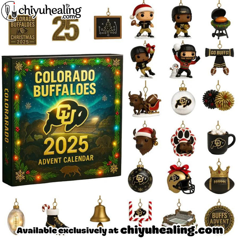 Colorado Buffaloes football Advent Calendar 2025, Christmas Countdown Advent Calendar Gift Box with 24 Acrylic Ornaments