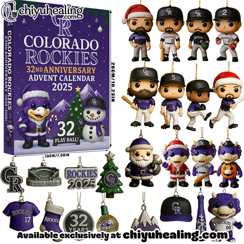 Colorado Rockies 32nd Anniversary Advent Calendar 2025, Christmas Countdown Advent Calendar Gift Box with 24 Acrylic Ornaments