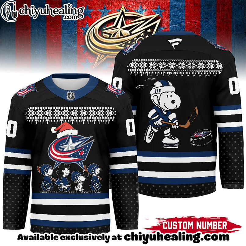 Columbus Blue Jackets - Premium NHL Peanuts Snoopy Hockey Jersey Ver 2