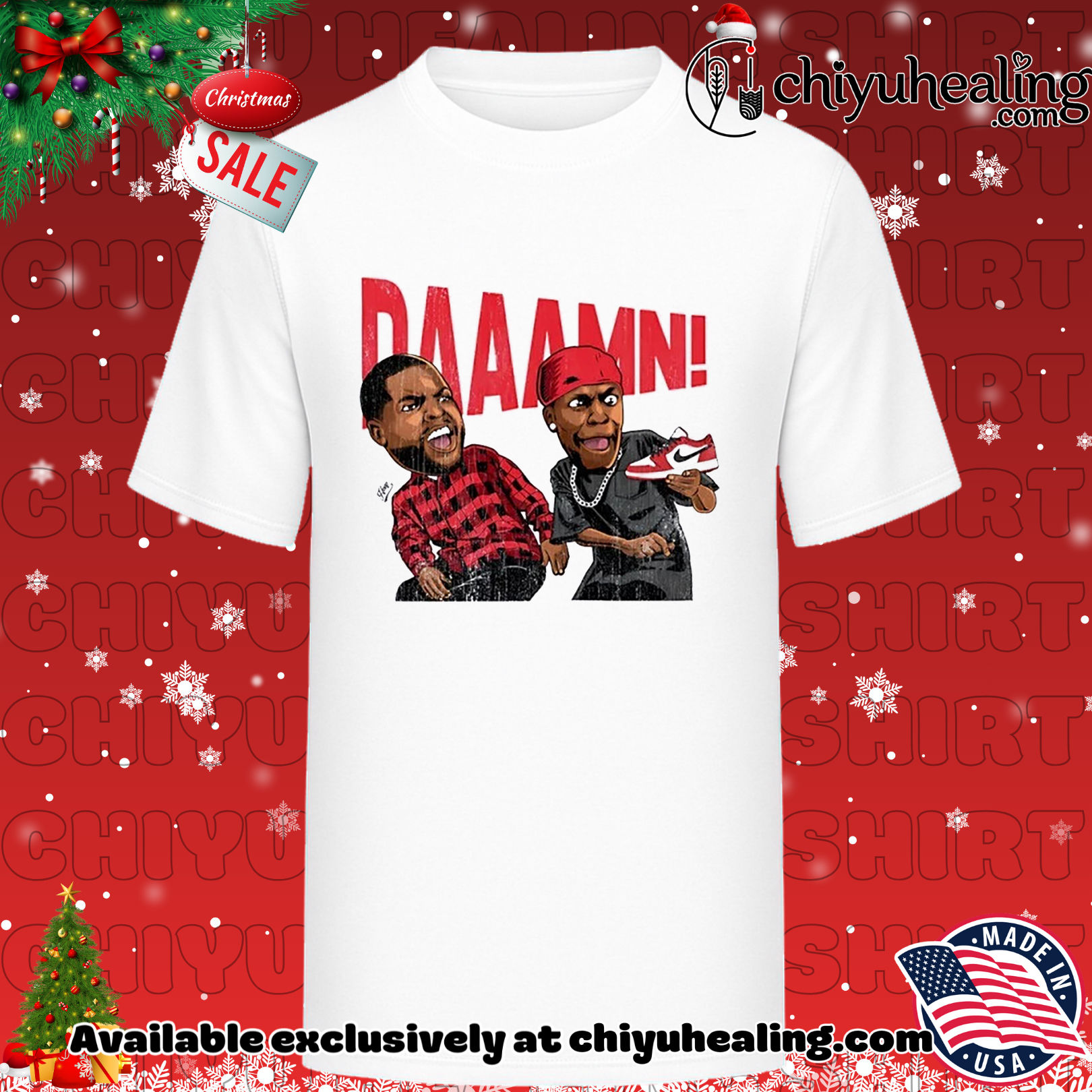 Daaamn AJ1 Chicago meme Christmas ornament, Hoodie, Sweatshirt, Poster Canvas, Mug, Ornaments