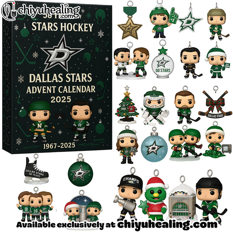 Dallas Stars Anniversary Advent Calendar, Christmas Countdown Advent Calendar Gift Box with 24 Acrylic Ornaments