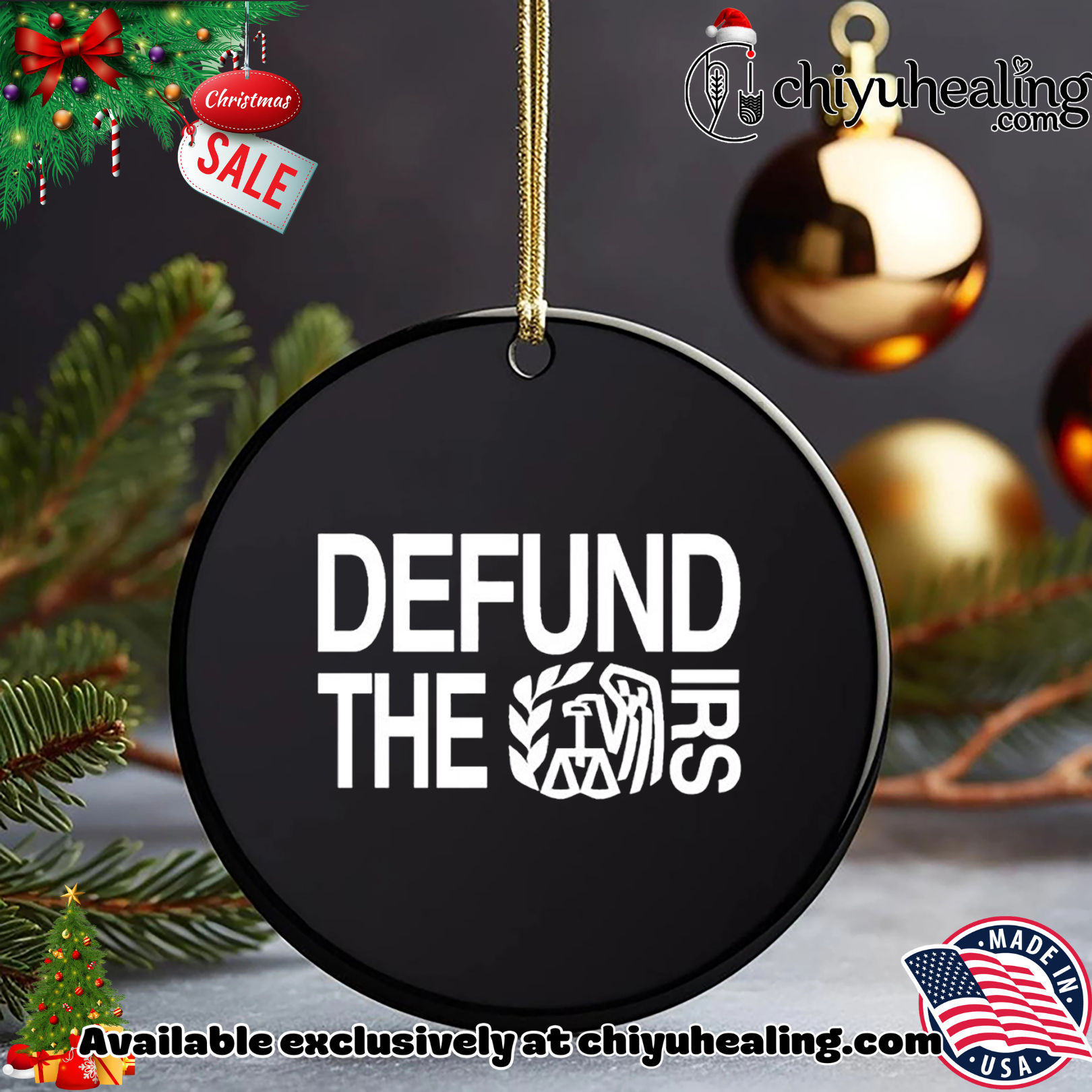 Defund The IRS logo '25 Christmas ornament, Hoodie, Sweatshirt, Poster Canvas, Mug, Ornaments 15 Defund The IRS logo 25 Christmas ornament Hoodie Sweatshirt Tank Top