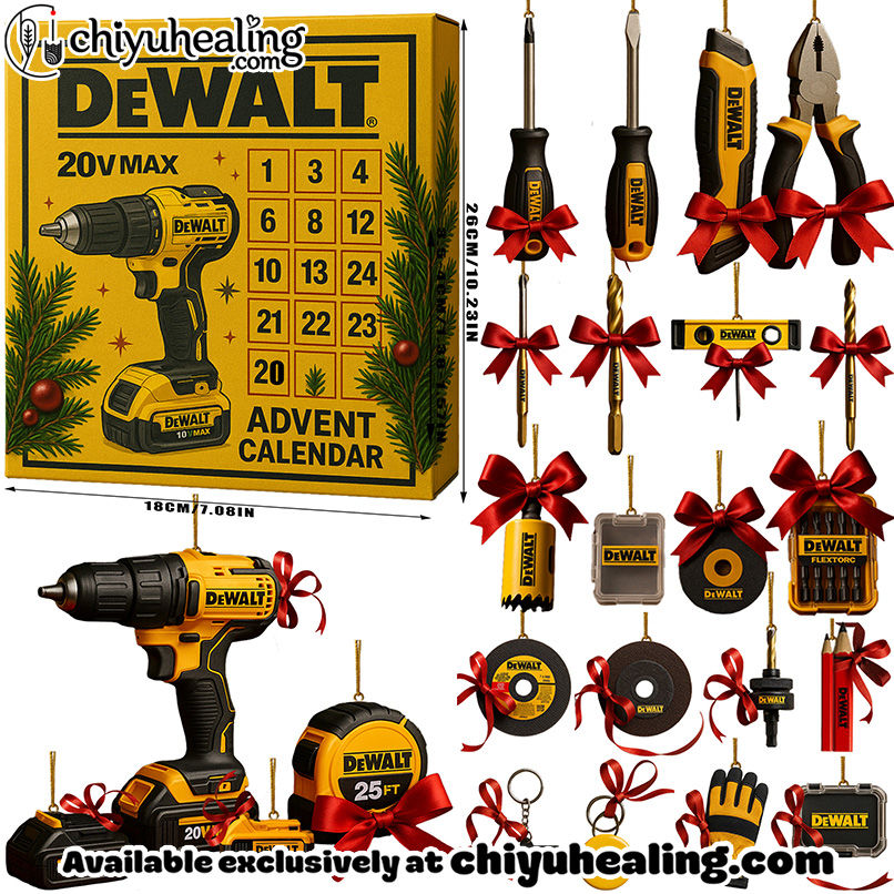 Dewalt Advent Calendar, Christmas Countdown Advent Calendar Gift Box with 24 Acrylic Ornaments