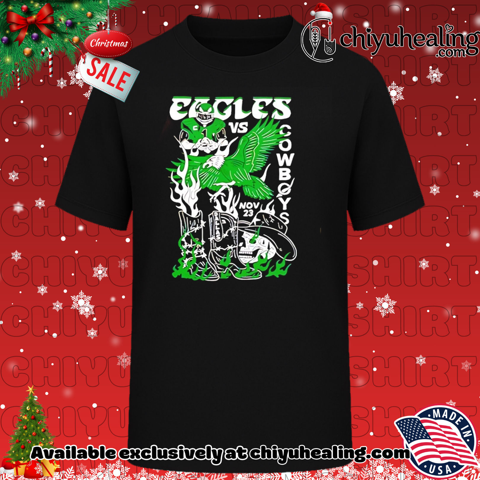 Eagles vs Cowboys Showdown In Dallas Nov 23 paint shirt, Hoodie, Sweatshirt, Poster Canvas, Mug, Ornaments