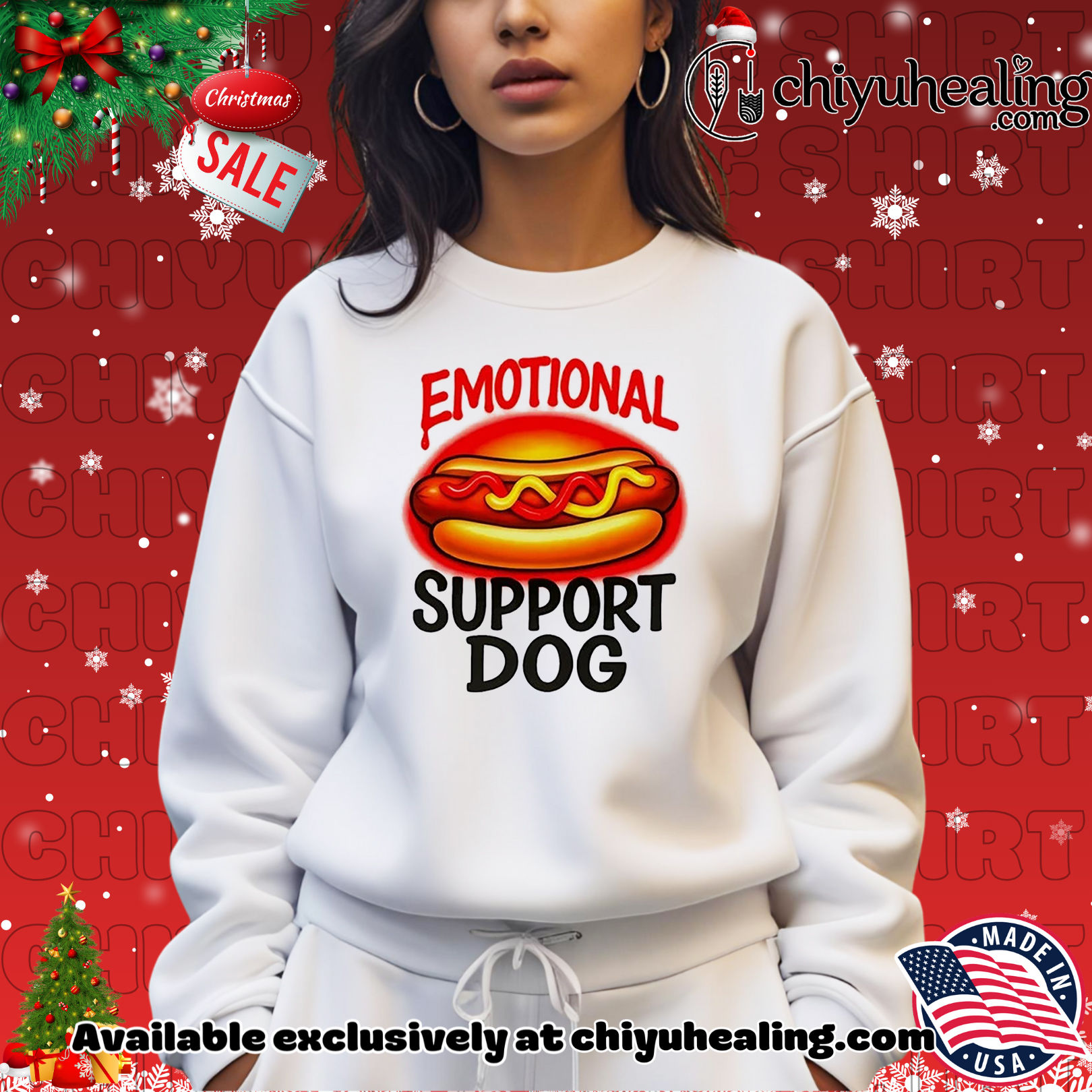 Emotional Support Dog Hot Dog Christmas ornament, Hoodie, Sweatshirt, Poster Canvas, Mug, Ornaments Emotional Support Dog Hot Dog Christmas ornament, Hoodie, Sweatshirt, Poster Canvas, Mug, Ornaments