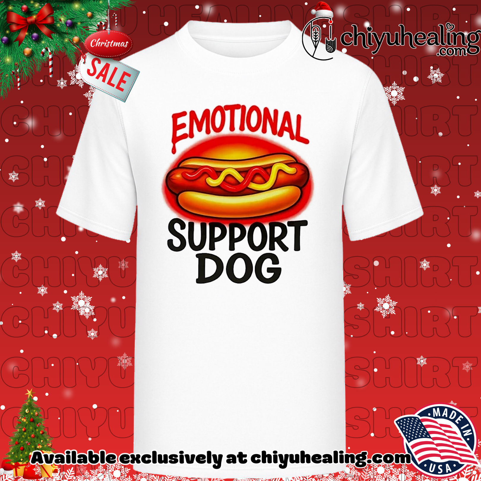 Emotional Support Dog Hot Dog Christmas ornament, Hoodie, Sweatshirt, Poster Canvas, Mug, Ornaments
