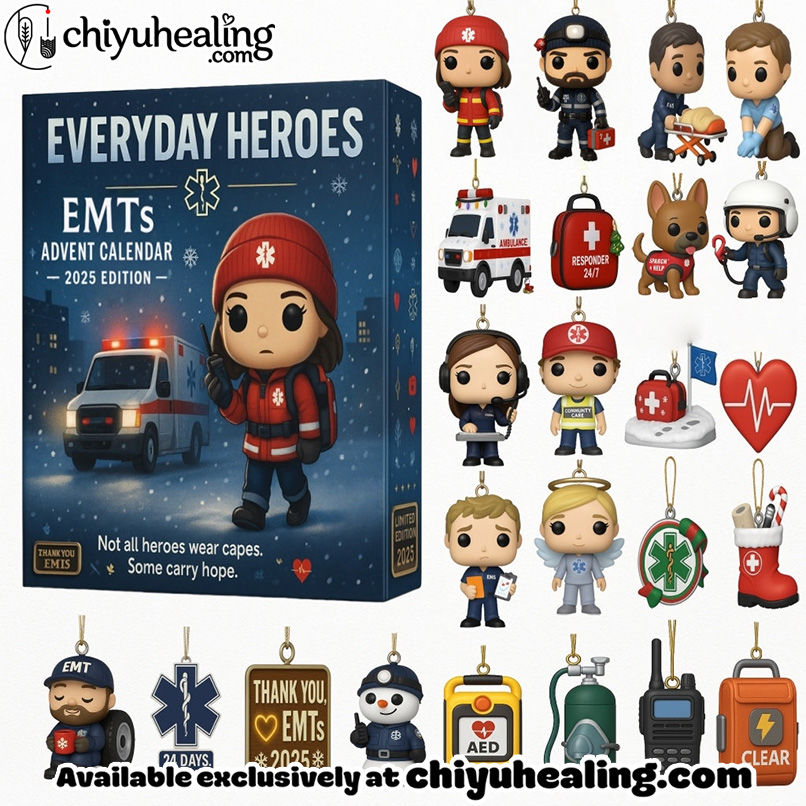 Everyday Heroes EMTs Advent Calendar - 2025 Edition, Christmas Countdown Advent Calendar Gift Box with 24 Acrylic Ornaments