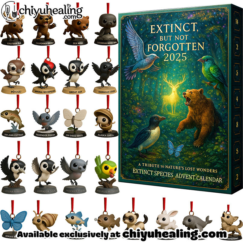Extinct Species Advent Calendar 2025, Christmas Countdown Advent Calendar Gift Box with 24 Acrylic Ornaments