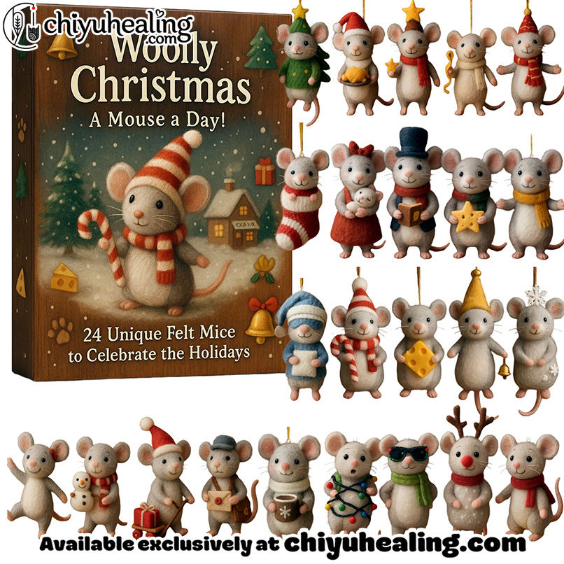 Felt Mouse Advent Calendar 2025, Christmas Countdown Advent Calendar Gift Box with 24 Acrylic Ornaments