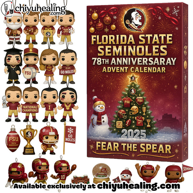 Florida State Seminoles 78th Anniversary Advent Calendar 2025, Christmas Countdown Advent Calendar Gift Box with 24 Acrylic Ornaments