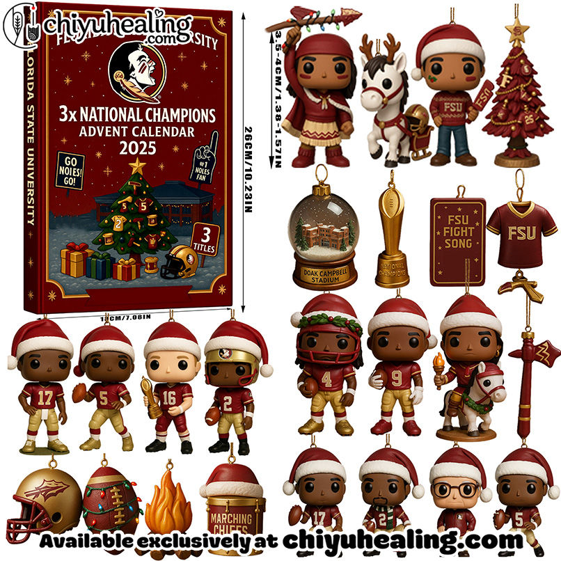 Florida State Seminoles Football 2025 Advent Calendar, Christmas Countdown Advent Calendar Gift Box with 24 Acrylic Ornaments