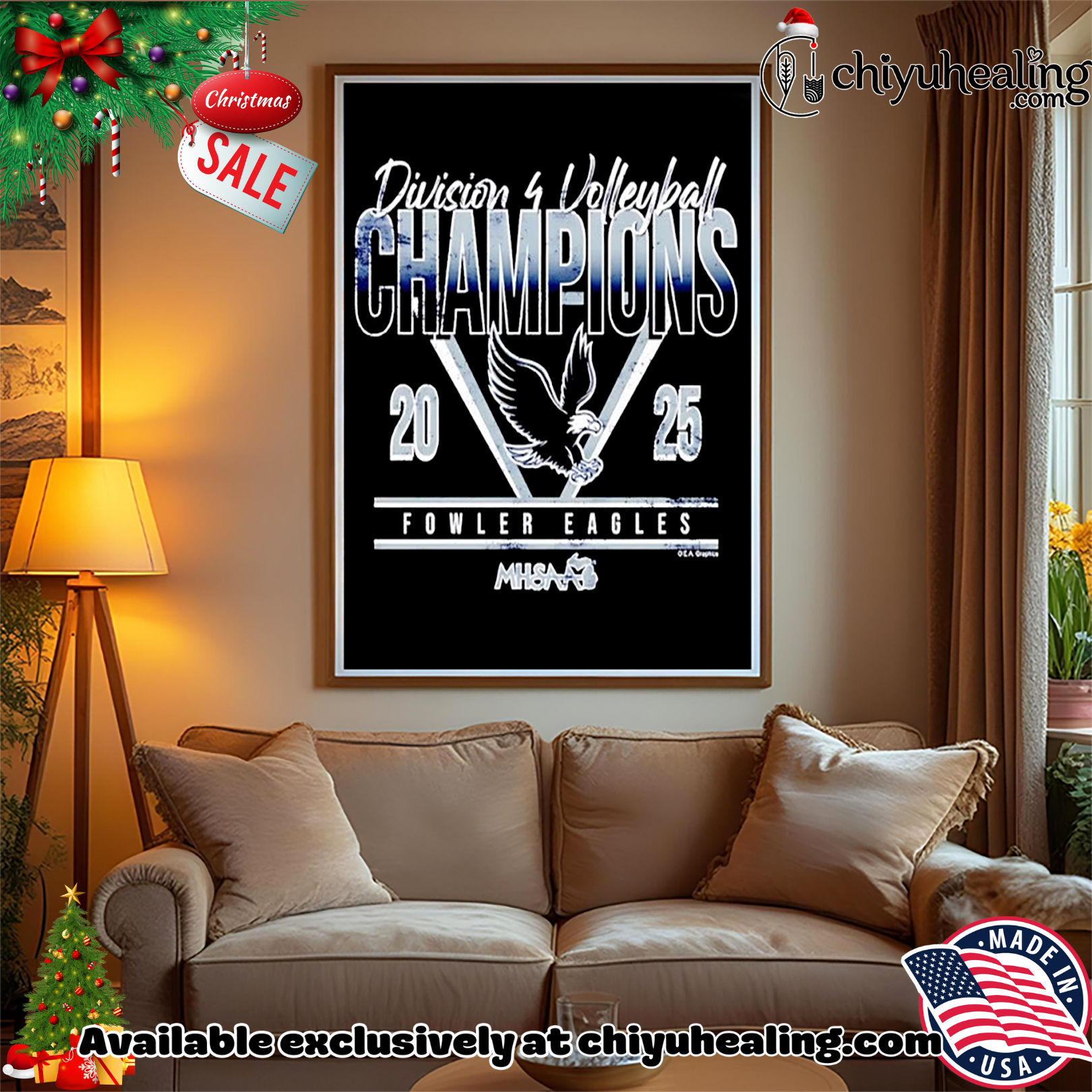 Fowler Eagles 2025 MHSAA Volleyball D4 Champions Christmas ornament, Hoodie, Sweatshirt, Poster Canvas, Mug, Ornaments Fowler Eagles 2025 MHSAA Volleyball D4 Champions Christmas ornament, Hoodie, Sweatshirt, Poster Canvas, Mug, Ornaments