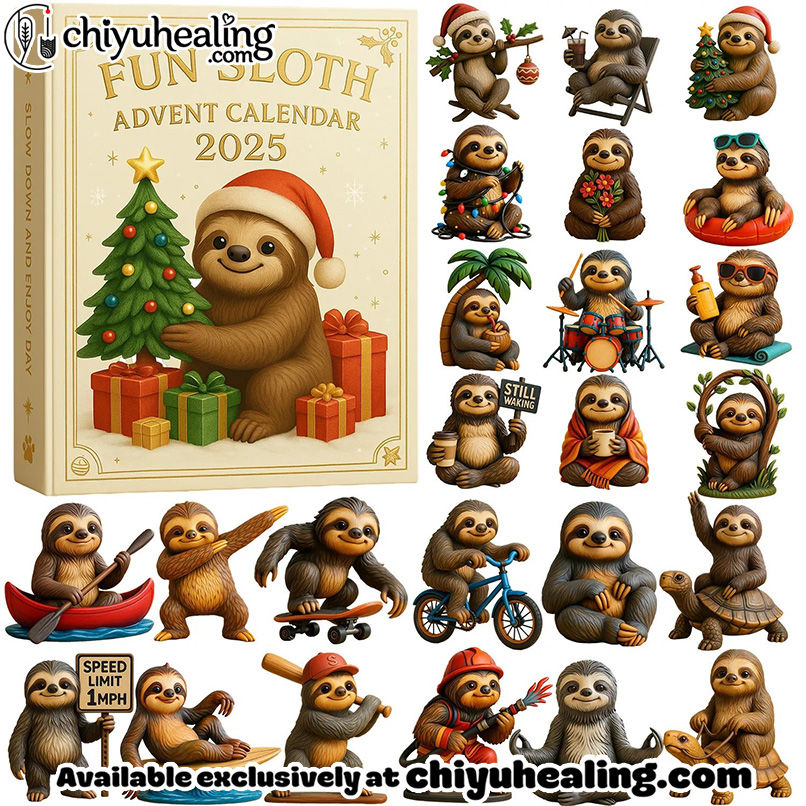 Fun Sloth Advent Calendar 2025, Christmas Countdown Advent Calendar Gift Box with 24 Acrylic Ornaments