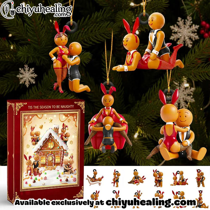 Gingerbread couple Christmas Arrival Holiday Calendar Blind Box, Christmas Countdown Advent Calendar Gift Box with 24 Acrylic Ornaments