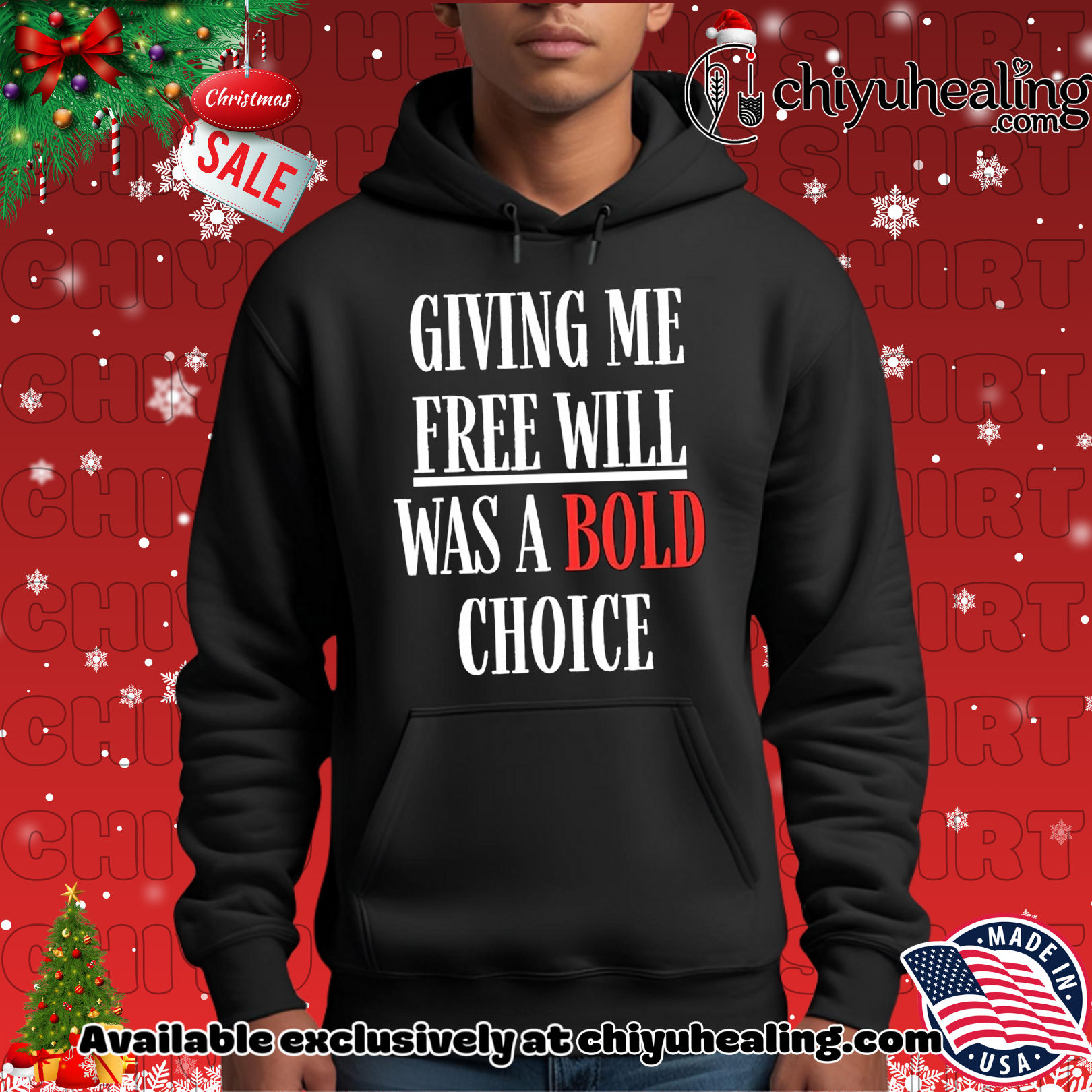 Giving me free will was a bold choice Christmas ornament, Hoodie, Sweatshirt, Poster Canvas, Mug, Ornaments
