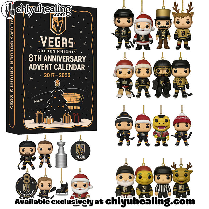 Golden Knights 8th Anniversary Advent Calendar 2025, Christmas Countdown Advent Calendar Gift Box with 24 Acrylic Ornaments