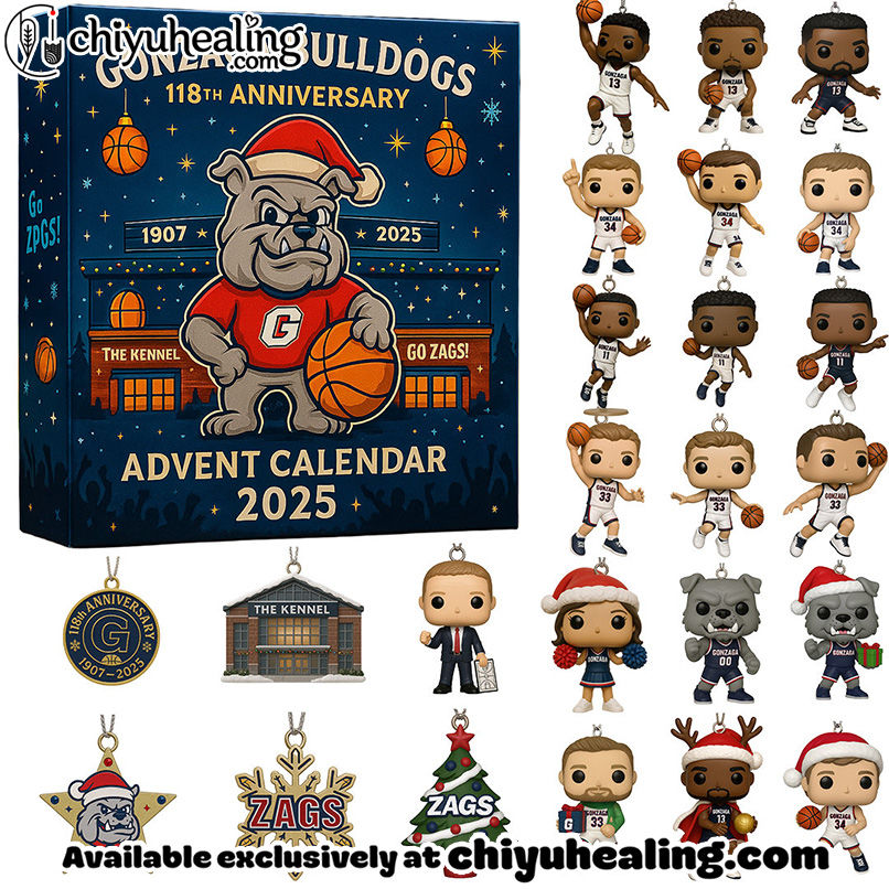 Gonzaga Bulldogs Advent Calendar, Christmas Countdown Advent Calendar Gift Box with 24 Acrylic Ornaments