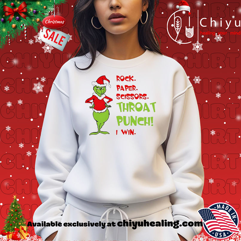 Grinch Christmas Rock paper scissors throat punch I win shirt, Hoodie, Sweatshirt, Poster Canvas, Mug, Ornaments Grinch Christmas Rock paper scissors throat punch I win shirt, Hoodie, Sweatshirt, Poster Canvas, Mug, Ornaments