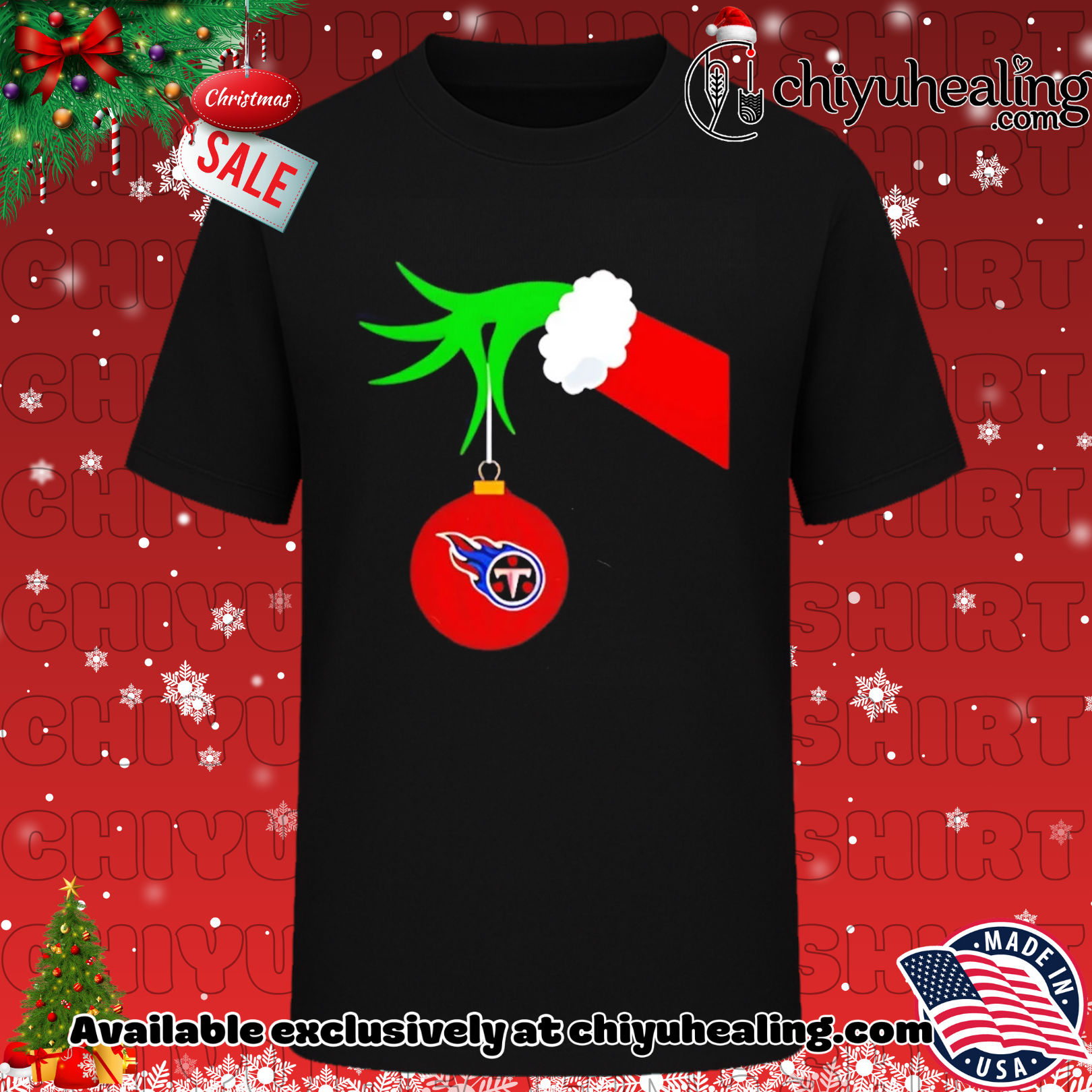 Grinch Hand holding Tennessee Titans Holiday Christmas shirt, Hoodie, Sweatshirt, Poster Canvas, Mug, Ornaments