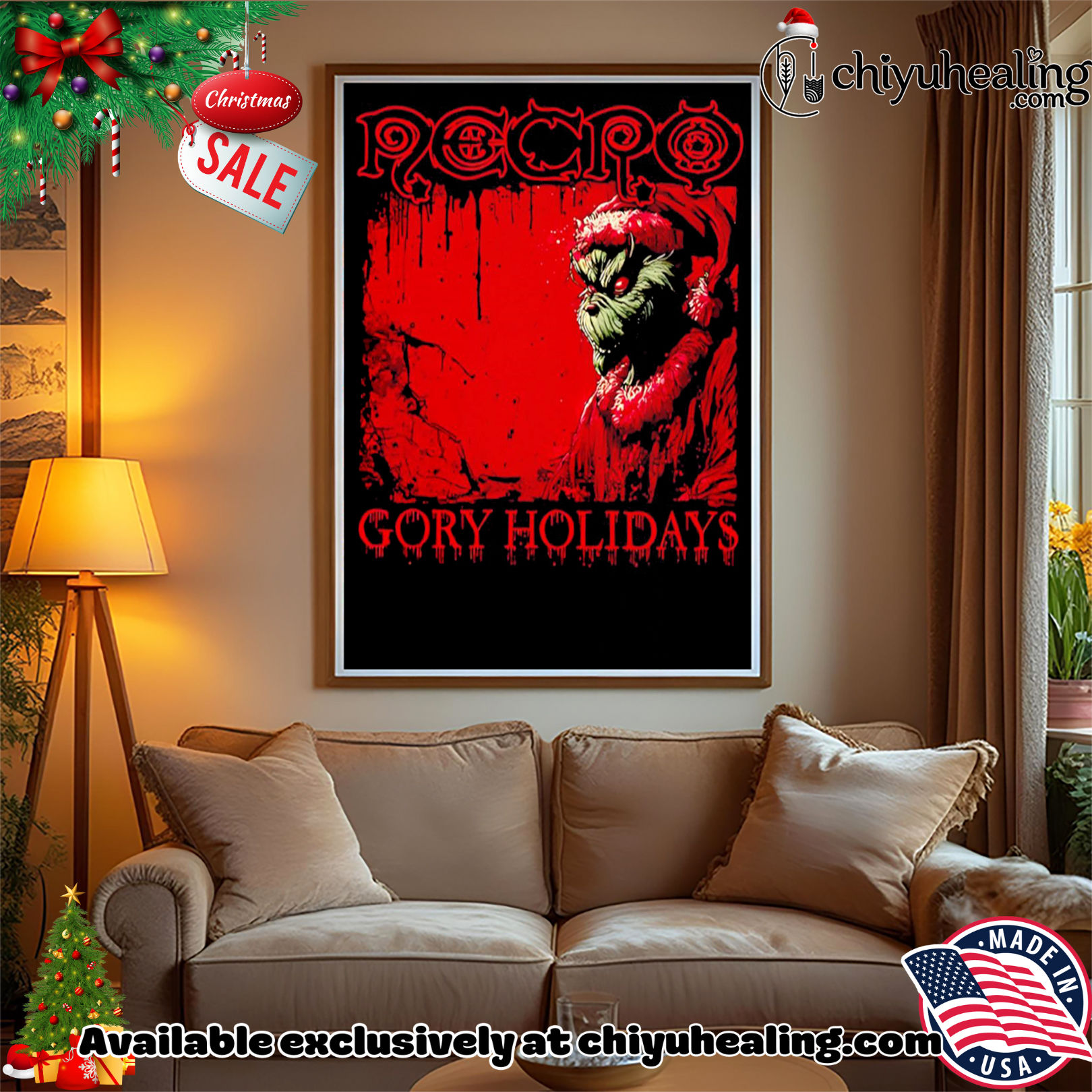 Grinch Necro Gory Holidays Christmas graphic shirt, Hoodie, Sweatshirt, Poster Canvas, Mug, Ornaments Grinch Necro Gory Holidays Christmas graphic shirt, Hoodie, Sweatshirt, Poster Canvas, Mug, Ornaments