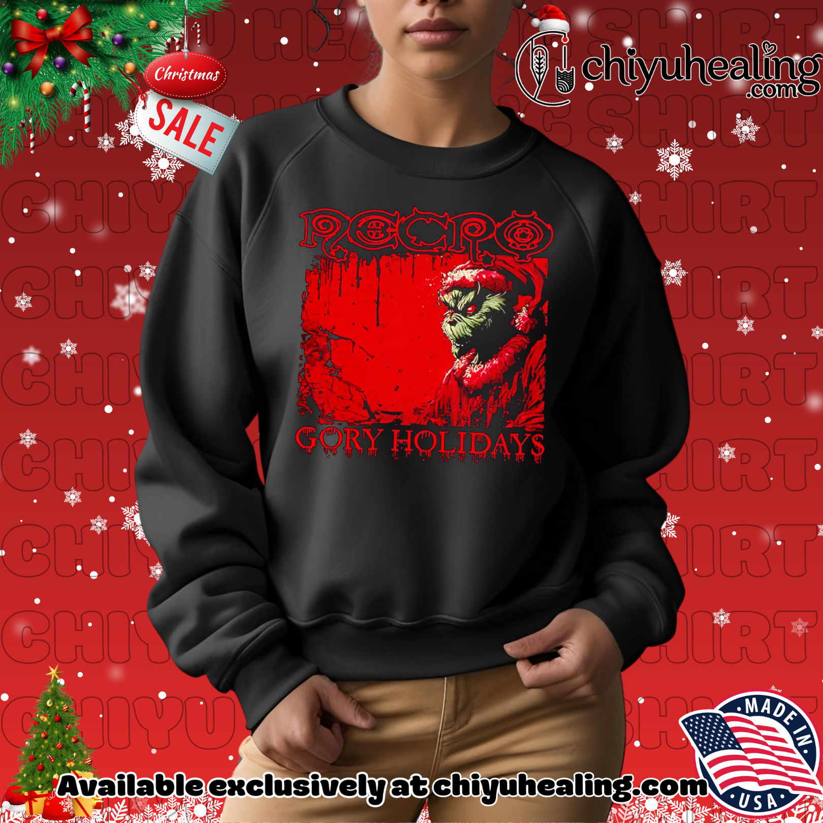 Grinch Necro Gory Holidays Christmas graphic shirt, Hoodie, Sweatshirt, Poster Canvas, Mug, Ornaments Grinch Necro Gory Holidays Christmas graphic shirt, Hoodie, Sweatshirt, Poster Canvas, Mug, Ornaments