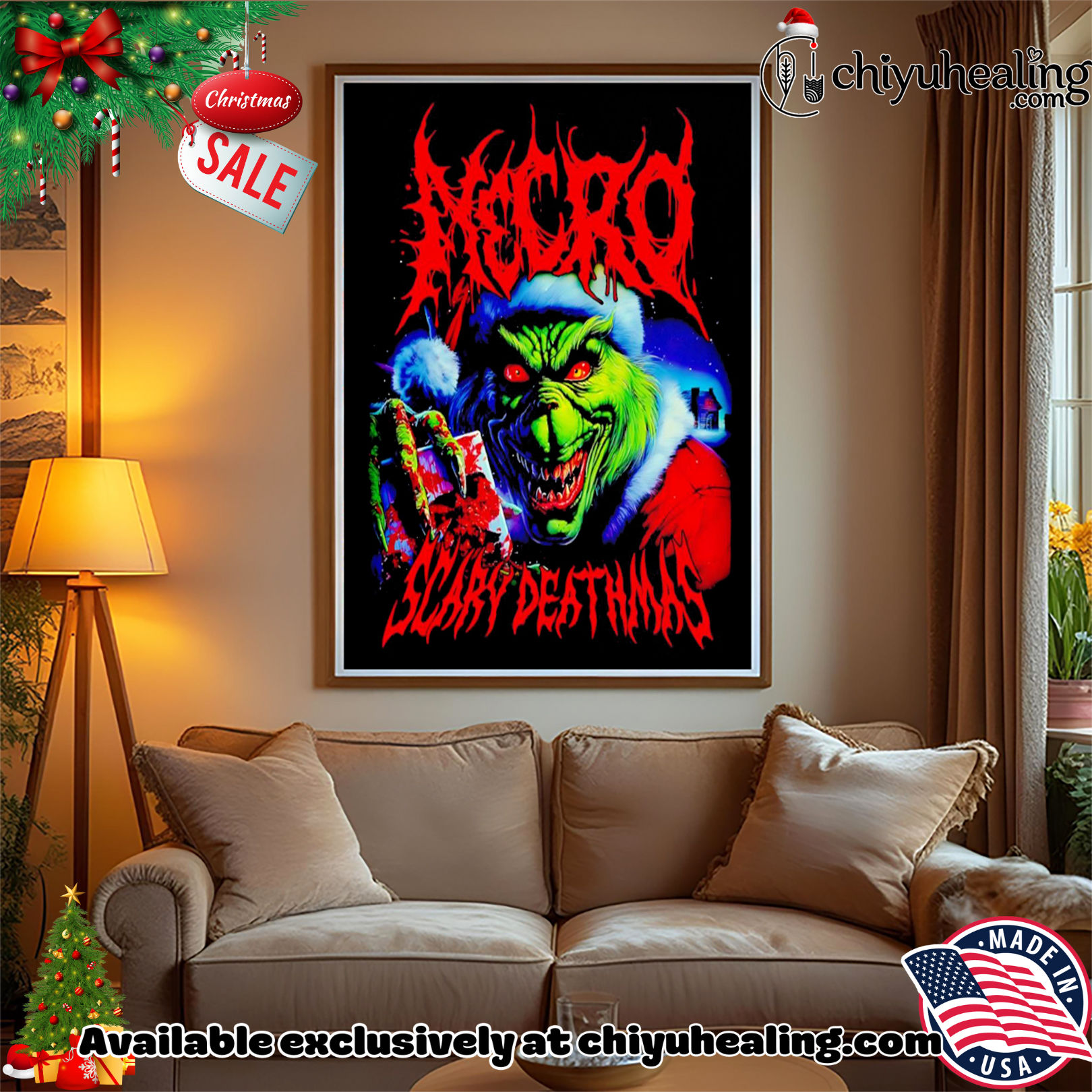 Grinch Necro Scary Deathmas Christmas graphic shirt, Hoodie, Sweatshirt, Poster Canvas, Mug, Ornaments Grinch Necro Scary Deathmas Christmas graphic shirt, Hoodie, Sweatshirt, Poster Canvas, Mug, Ornaments