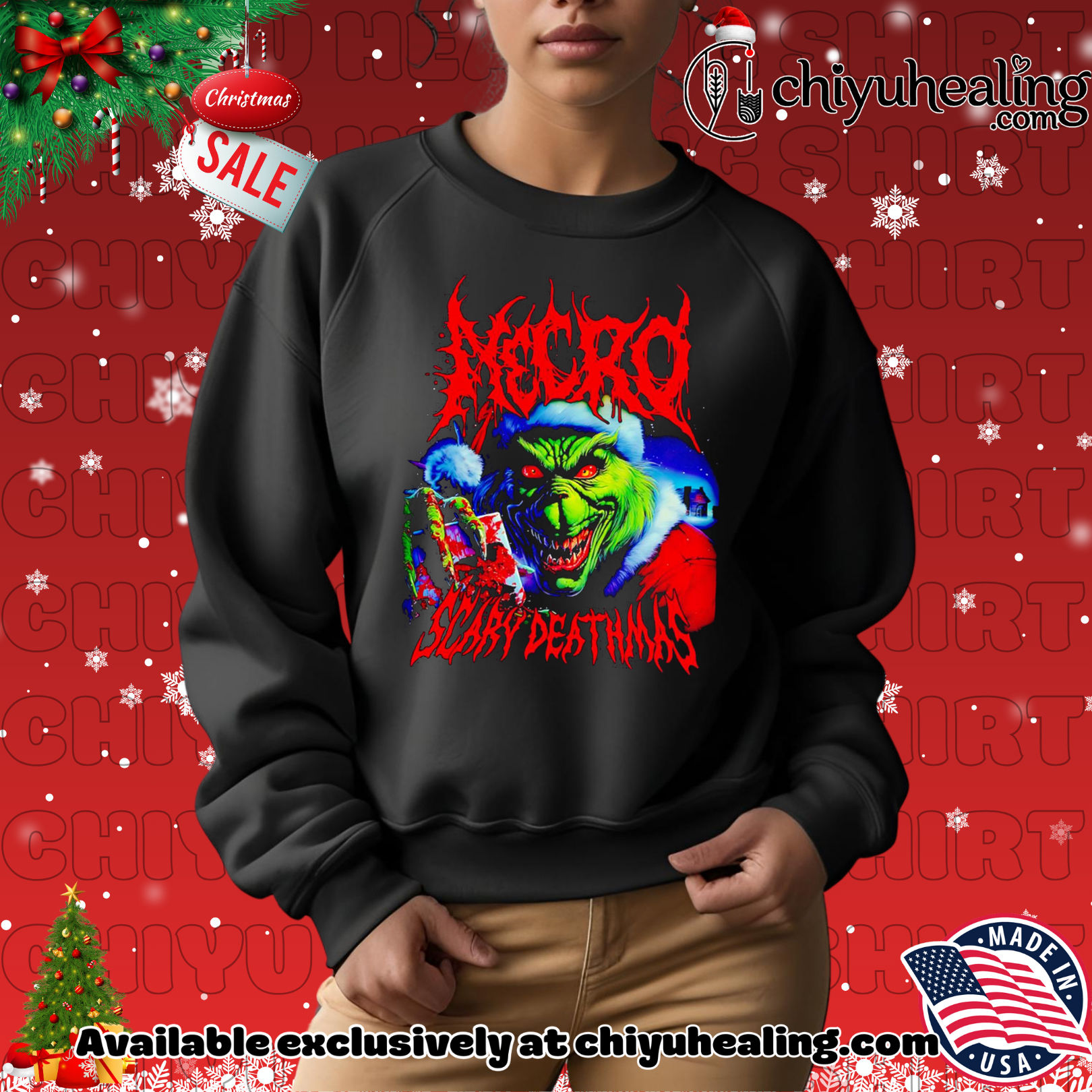 Grinch Necro Scary Deathmas Christmas graphic shirt, Hoodie, Sweatshirt, Poster Canvas, Mug, Ornaments Grinch Necro Scary Deathmas Christmas graphic shirt, Hoodie, Sweatshirt, Poster Canvas, Mug, Ornaments