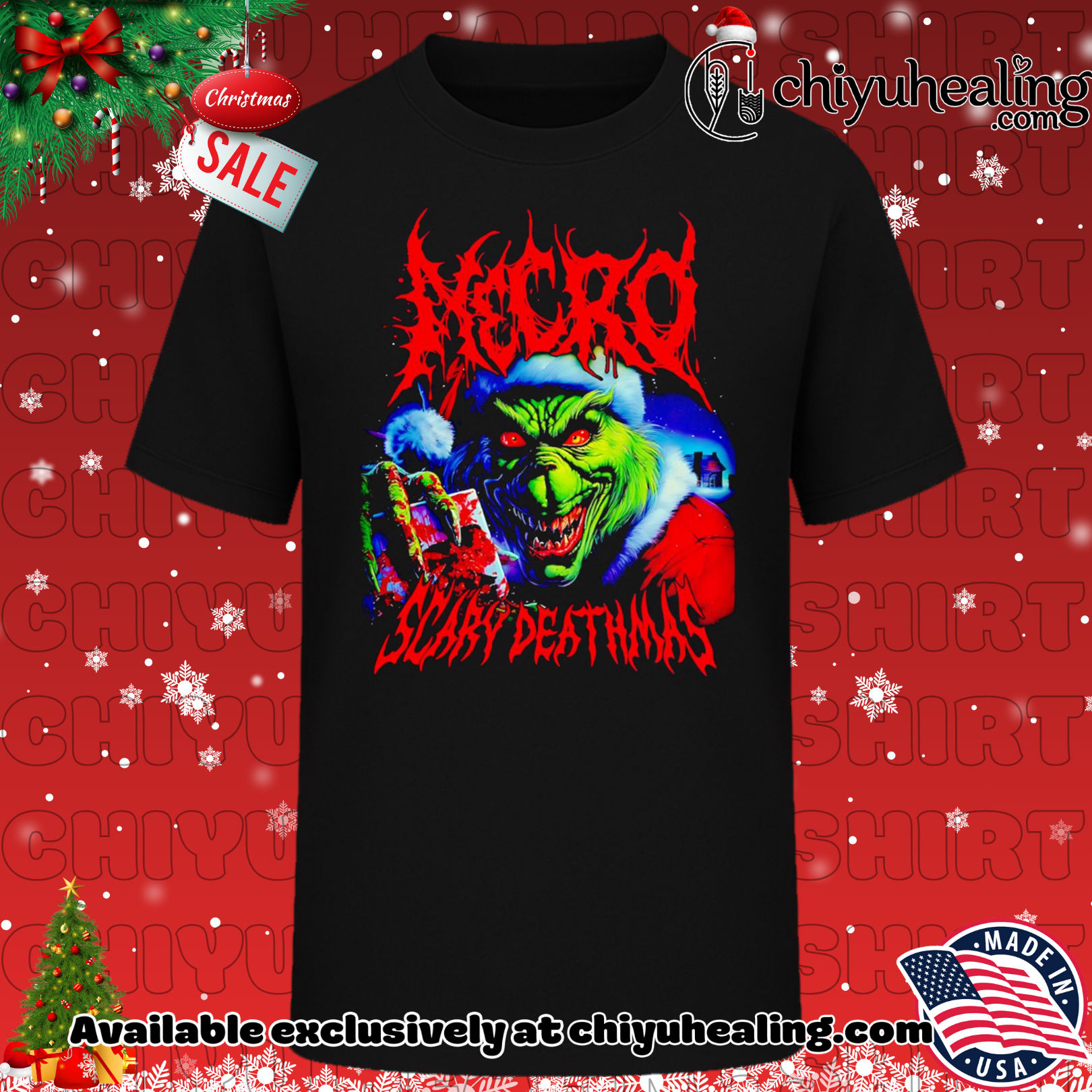 Grinch Necro Scary Deathmas Christmas graphic shirt, Hoodie, Sweatshirt, Poster Canvas, Mug, Ornaments