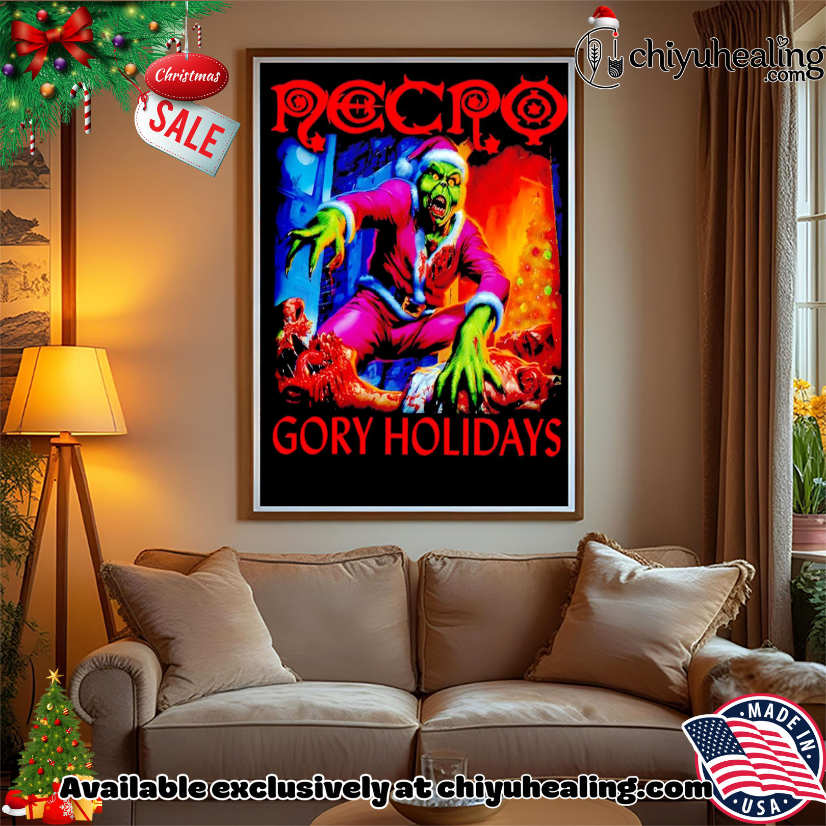 Grinch Zombie Necro Gory Holidays Christmas graphic shirt, Hoodie, Sweatshirt, Poster Canvas, Mug, Ornaments Grinch Zombie Necro Gory Holidays Christmas graphic shirt, Hoodie, Sweatshirt, Poster Canvas, Mug, Ornaments