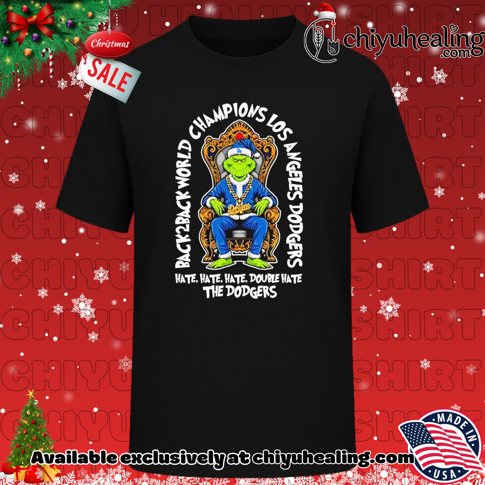 Grinch back 2 back WS Champions LA Dodgers 2025 hate hate double hate shirt, Hoodie, Sweatshirt, Poster Canvas, Mug, Ornaments