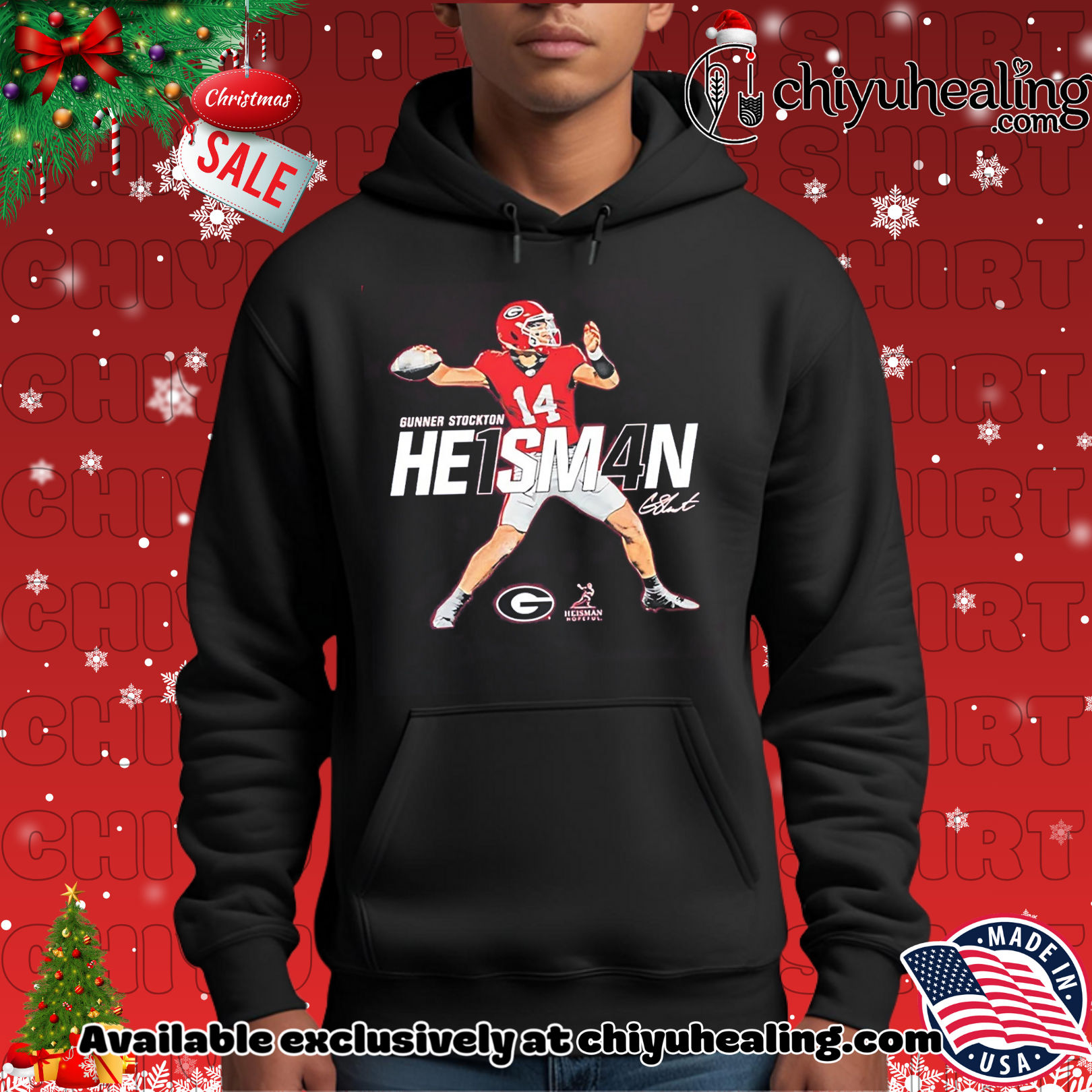 Gunner Stockton Georgia Bulldogs Heisman Stance 2025 shirt, Hoodie, Sweatshirt, Poster Canvas, Mug, Ornaments