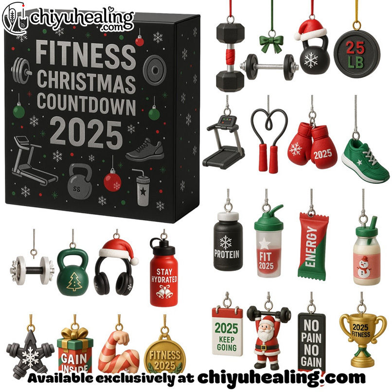 Gym Advent Calendar, Christmas Countdown Advent Calendar Gift Box with 24 Acrylic Ornaments