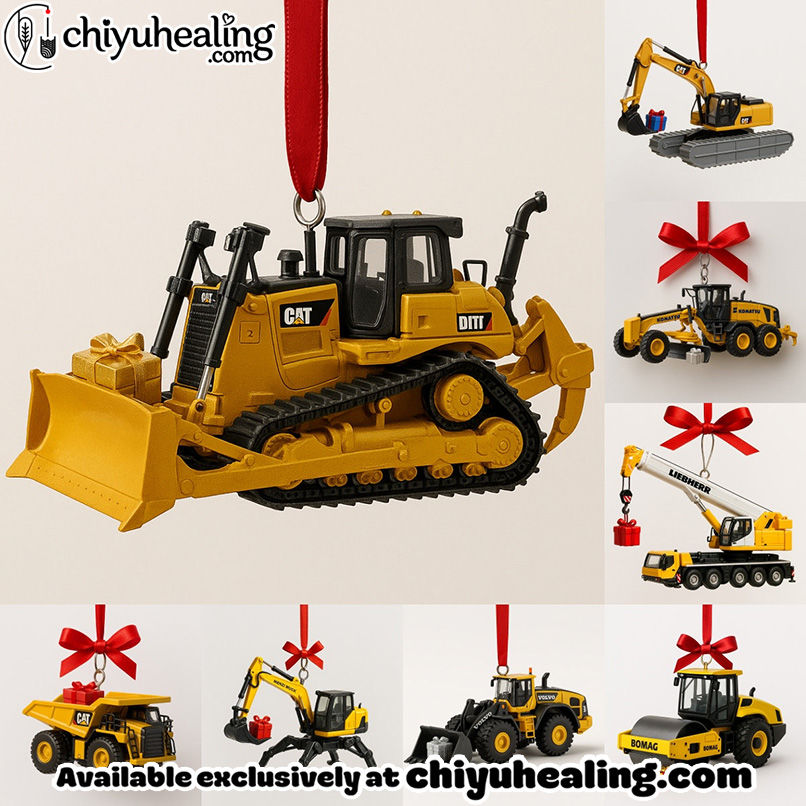 Heavy Equipment Advent Calendar 2025 - 24 Die-cast Machines, Christmas Countdown Advent Calendar Gift Box with 24 Acrylic Ornaments