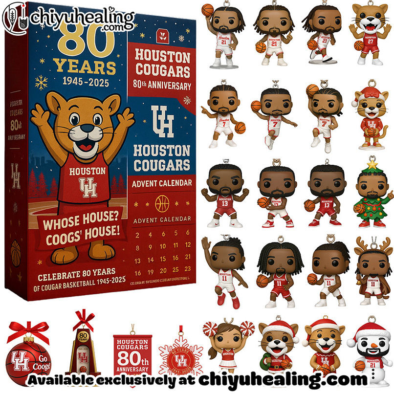 Houston Cougars 80th Anniversary Advent Calendar, Christmas Countdown Advent Calendar Gift Box with 24 Acrylic Ornaments Houston Cougars 80th Anniversary Advent Calendar, Christmas Countdown Advent Calendar Gift Box with 24 Acrylic Ornaments