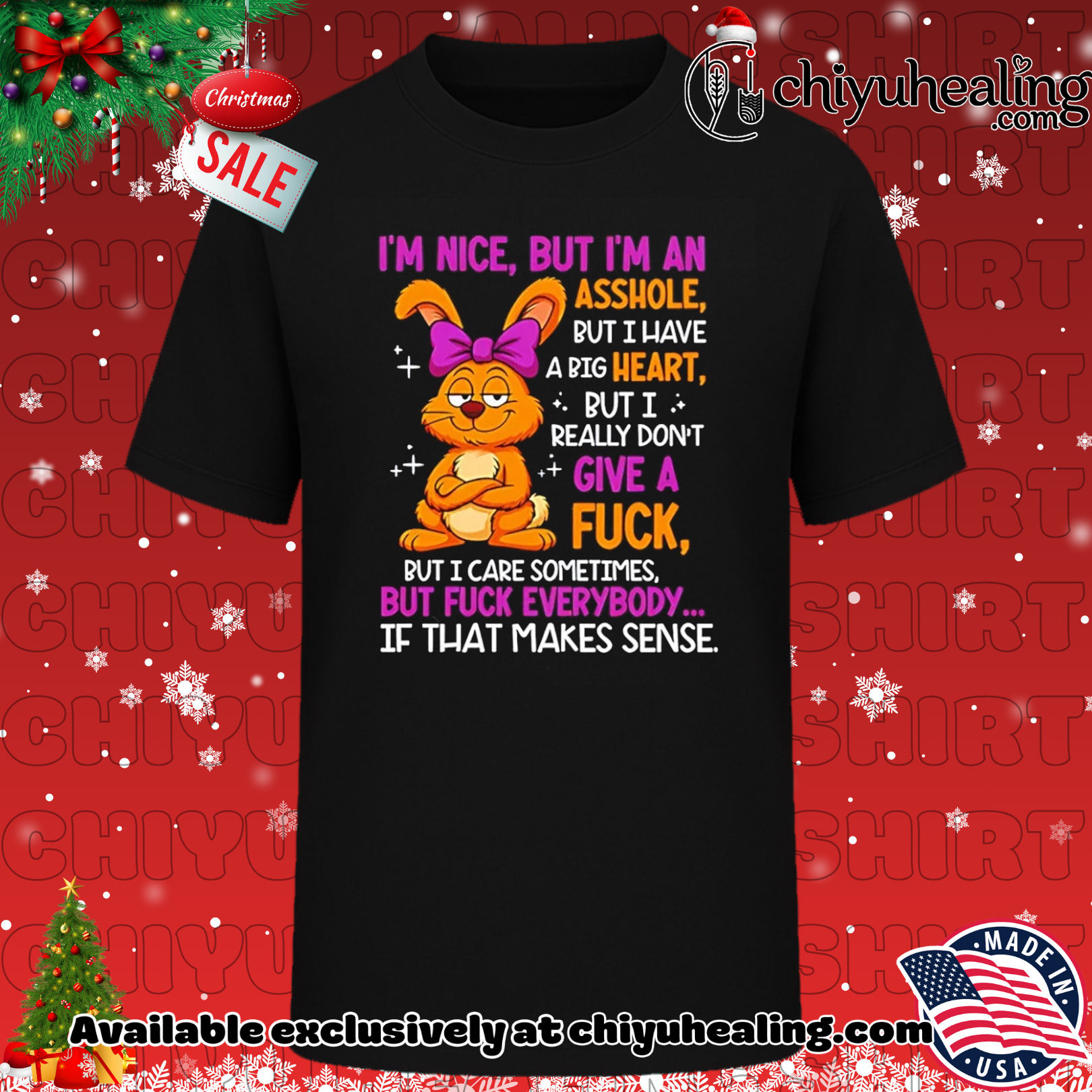 I'm nice but I'm an asshole but I have a big heart bunny shirt, Hoodie, Sweatshirt, Poster Canvas, Mug, Ornaments