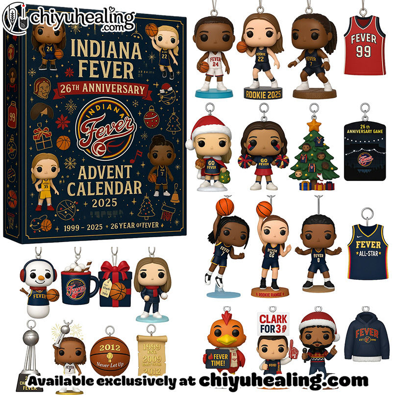 Indiana Fever 26th Anniversary Pop Advent Calendar, Christmas Countdown Advent Calendar Gift Box with 24 Acrylic Ornaments
