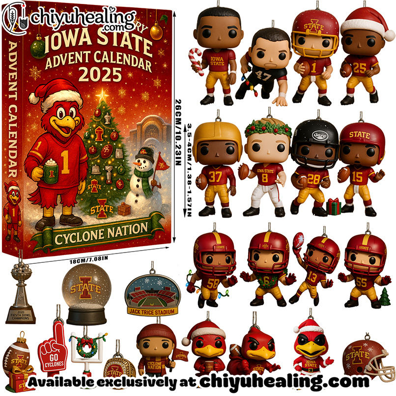 Iowa State 133rd Anniversary 2025 Advent Calendar, Christmas Countdown Advent Calendar Gift Box with 24 Acrylic Ornaments