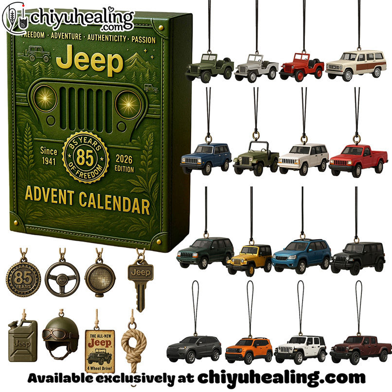 Jeep 85th Anniversary Advent Calendar, Christmas Countdown Advent Calendar Gift Box with 24 Acrylic Ornaments