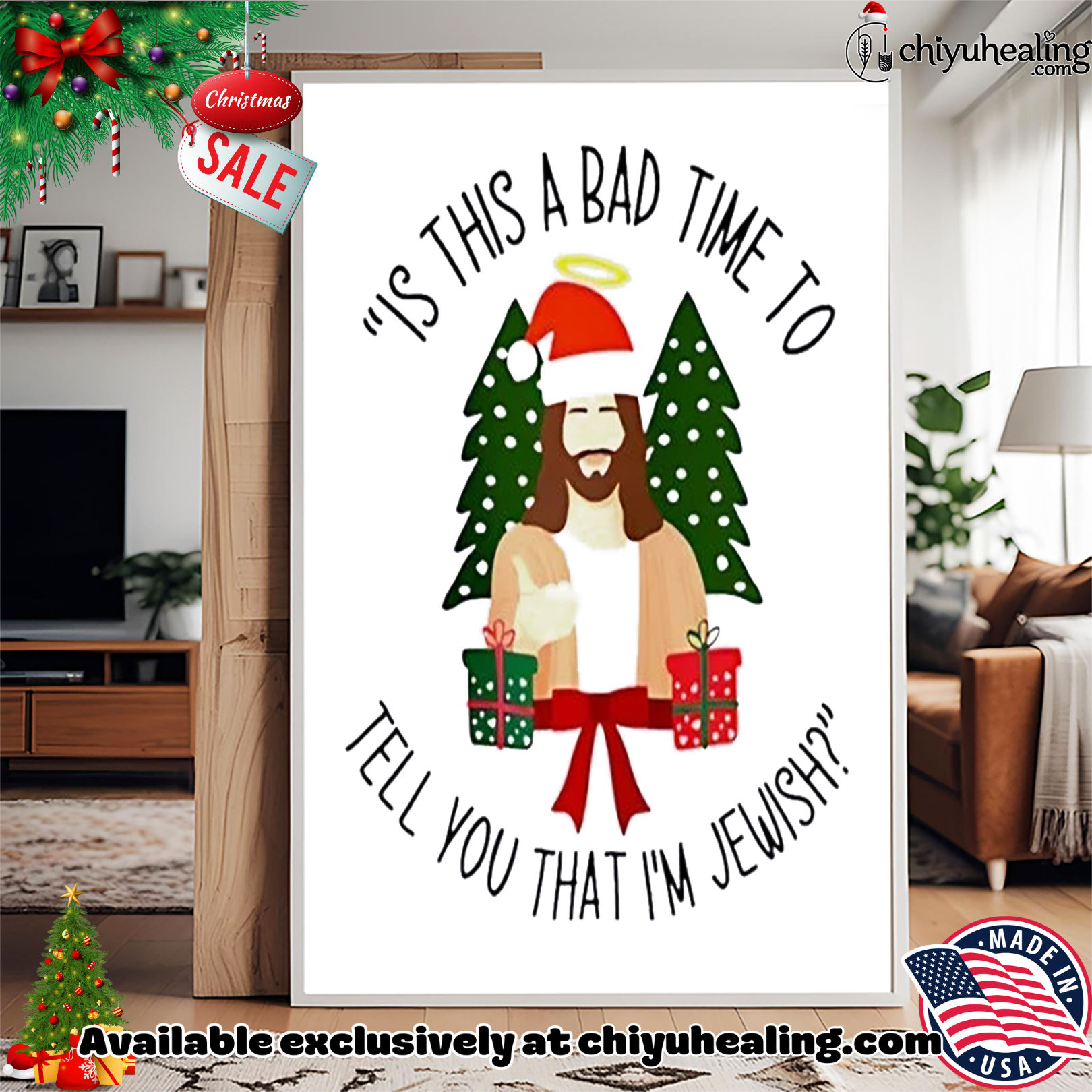 Jesus Is this a bad time to tell you that I'm jewish Christmas Christmas ornament, Hoodie, Sweatshirt, Poster Canvas, Mug, Ornaments 15 Jesus Is this a bad time to tell you that Im jewish Christmas Christmas ornament Hoodie Sweatshirt Tank Top 1