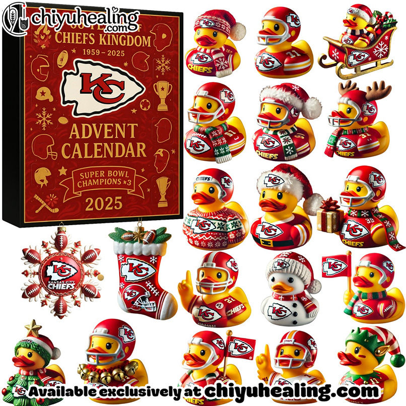 Kansas City Chiefs Anniversary Advent Calendar, Christmas Countdown Advent Calendar Gift Box with 24 Acrylic Ornaments