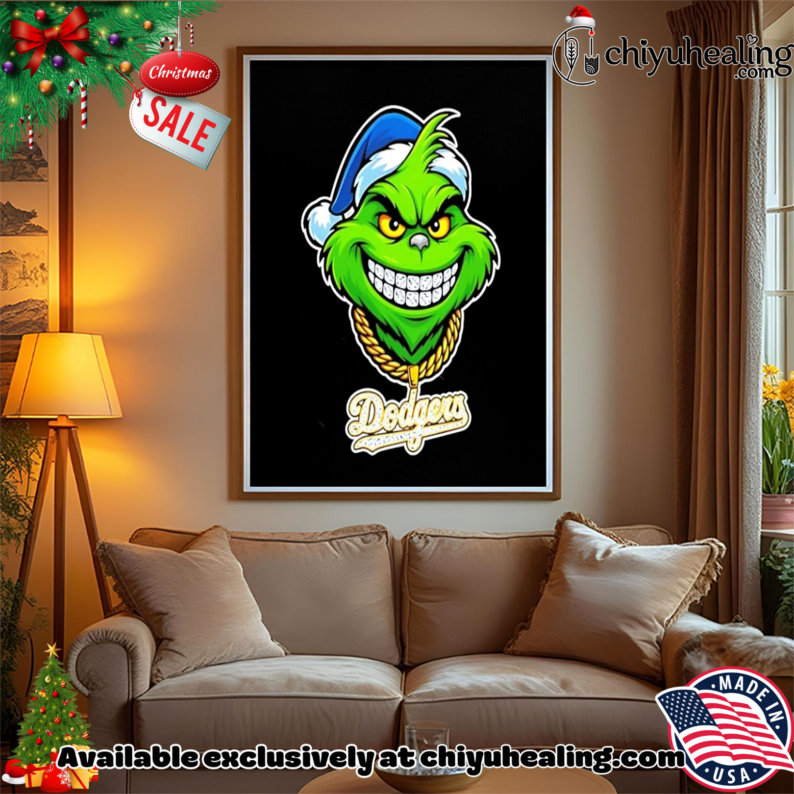LA Dodgers The Grinch diamond teeth big head Christmas '25 shirt, Hoodie, Sweatshirt, Poster Canvas, Mug, Ornaments 15 LA Dodgers The Grinch diamond teeth big head Christmas 25 shirt Hoodie Sweatshirt Tank Top