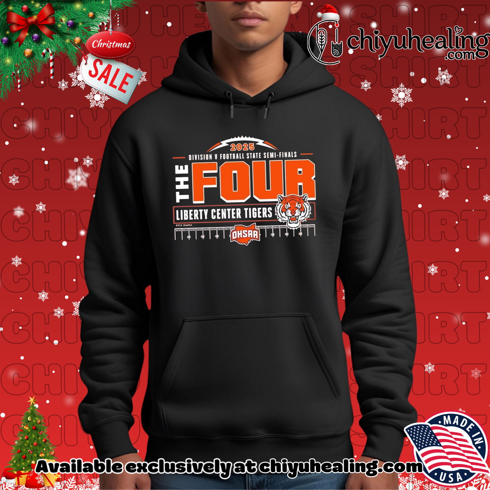 Liberty Center Tigers 2025 MHSAA Football D5 The Four shirt, Hoodie, Sweatshirt, Poster Canvas, Mug, Ornaments