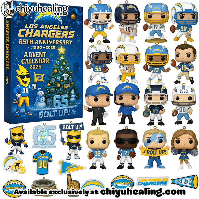 Los Angeles Chargers 65th Anniversary Advent Calendar 2025, Christmas Countdown Advent Calendar Gift Box with 24 Acrylic Ornaments