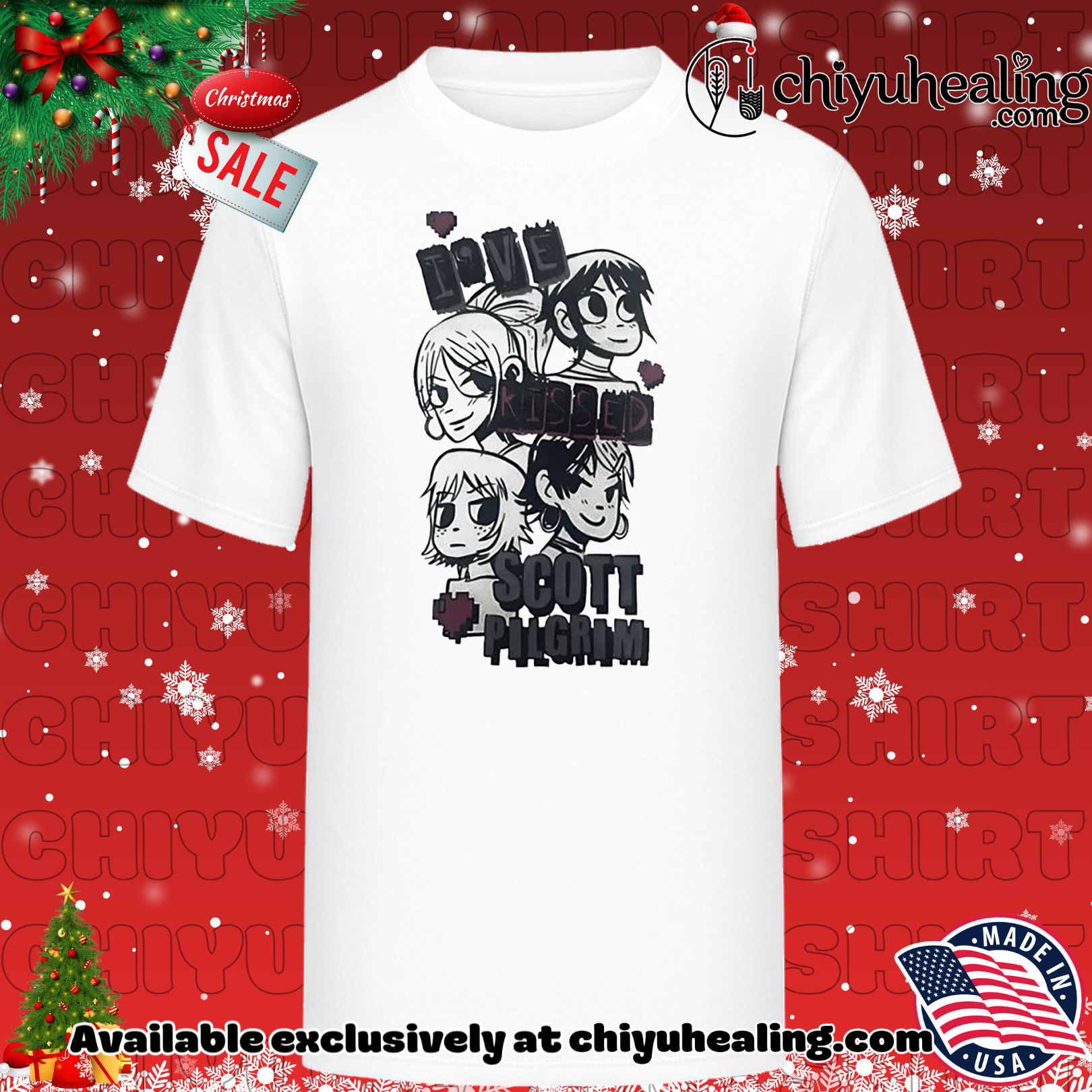 Love Kissed Scott Pilgrim Christmas ornament, Hoodie, Sweatshirt, Poster Canvas, Mug, Ornaments
