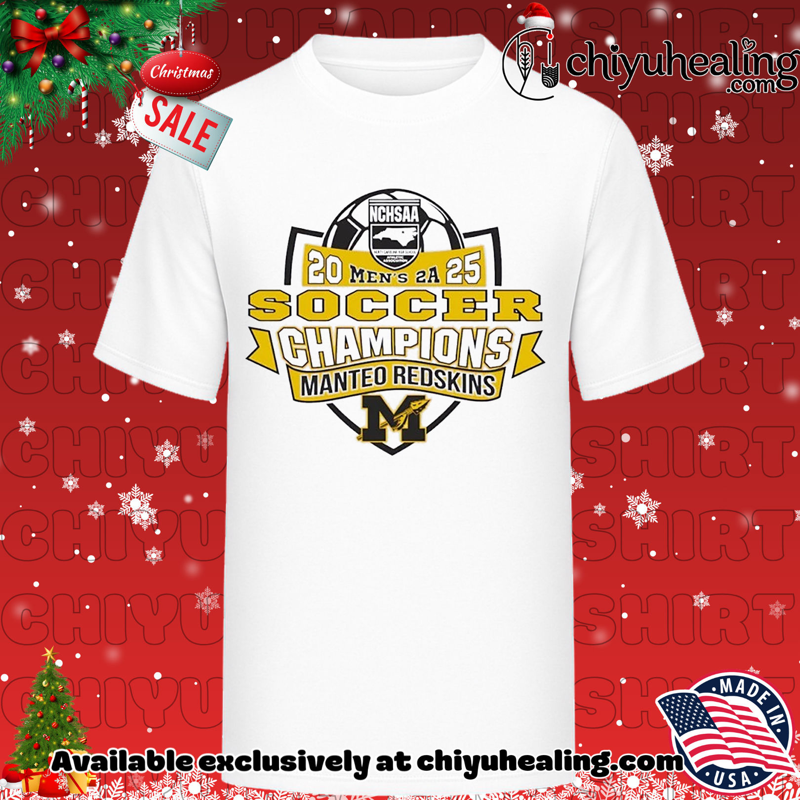 Manteo Redskins NCHSAA Soccer Division 2A Champions 2025 Christmas ornament, Hoodie, Sweatshirt, Poster Canvas, Mug, Ornaments